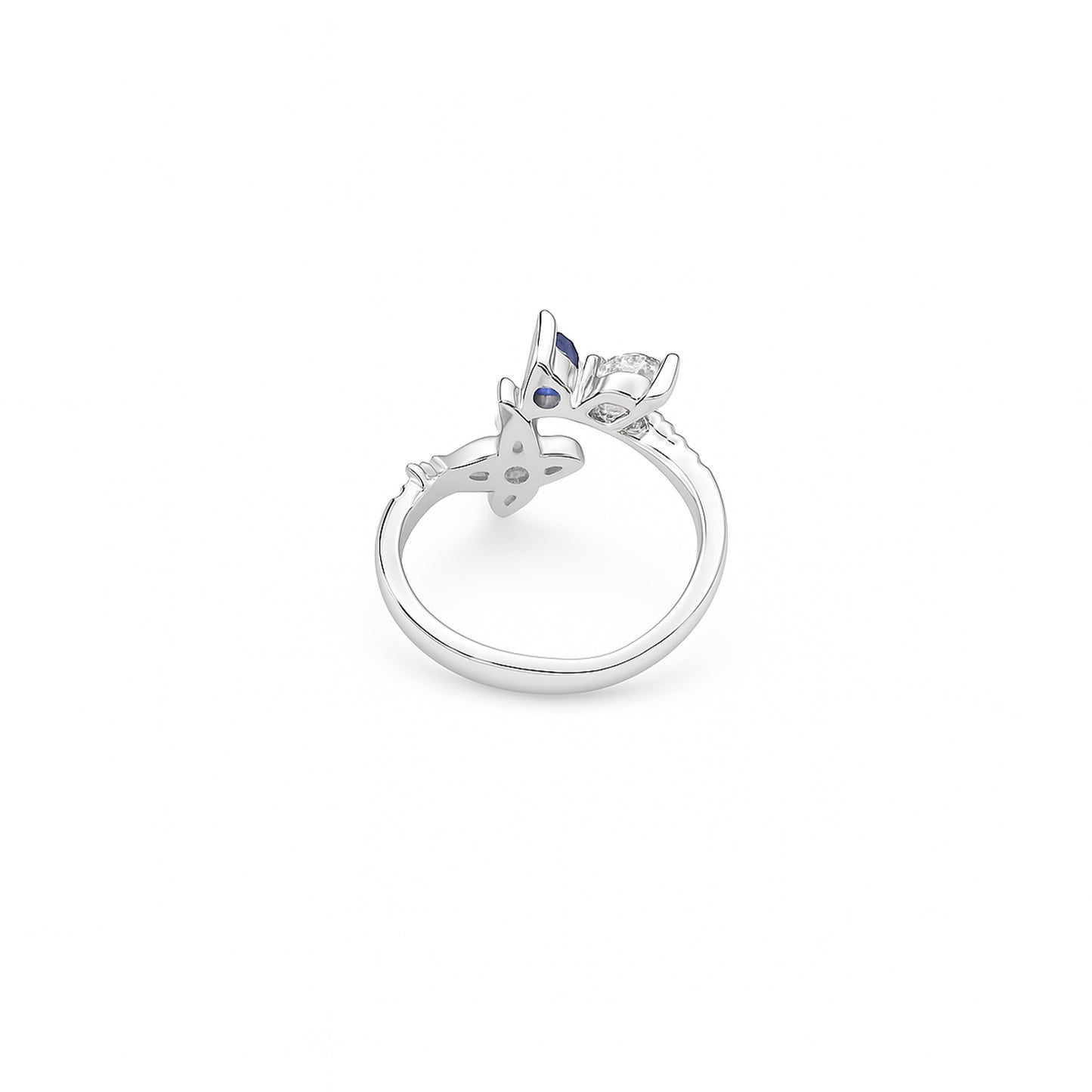 Silver Blue Muse Butterfly Ring