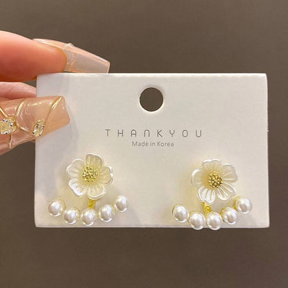 Simple Gold Color Pearl Stud Earrings Yiwu Baochai E-Commerce Firm