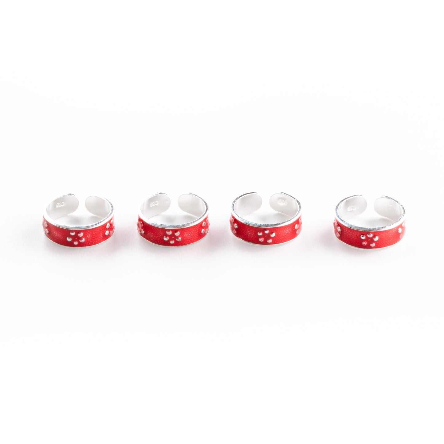 Silvish 'Red Floral Charm' Toe Rings