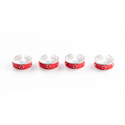 Silvish 'Red Floral Charm' Toe Rings