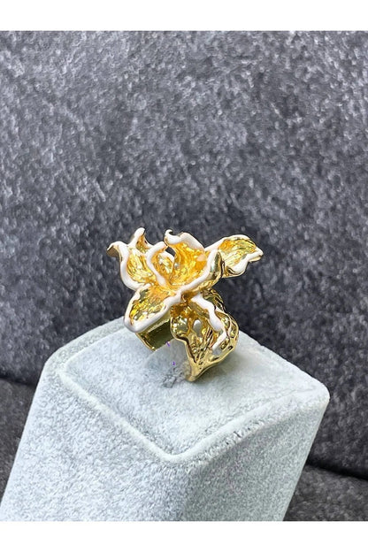 Gold Floral Sculpted Ring Hunan Haoyi