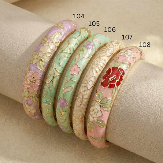 Luxury Enamel Artistic Bangle for Women Silvish