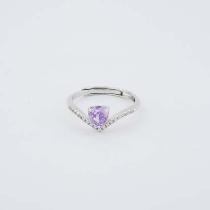Silver Purple Passion Heart Ring