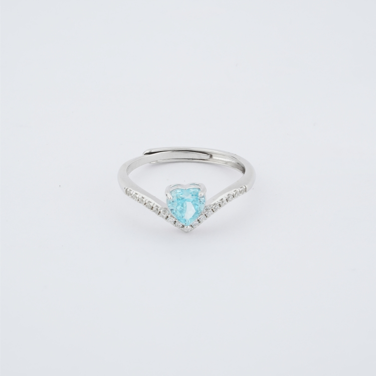 Silver Aqua Blue Ring