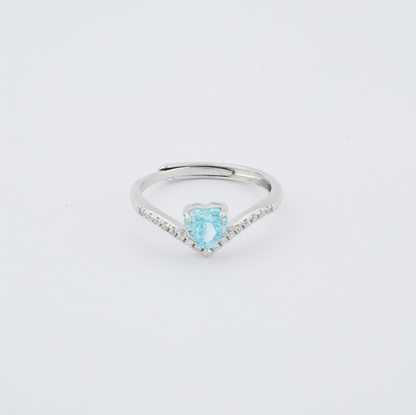 Silver Aqua Blue Ring