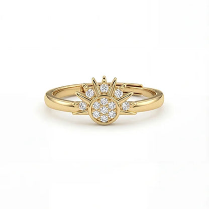 Silver Sun & Moon Crystal Ring Set