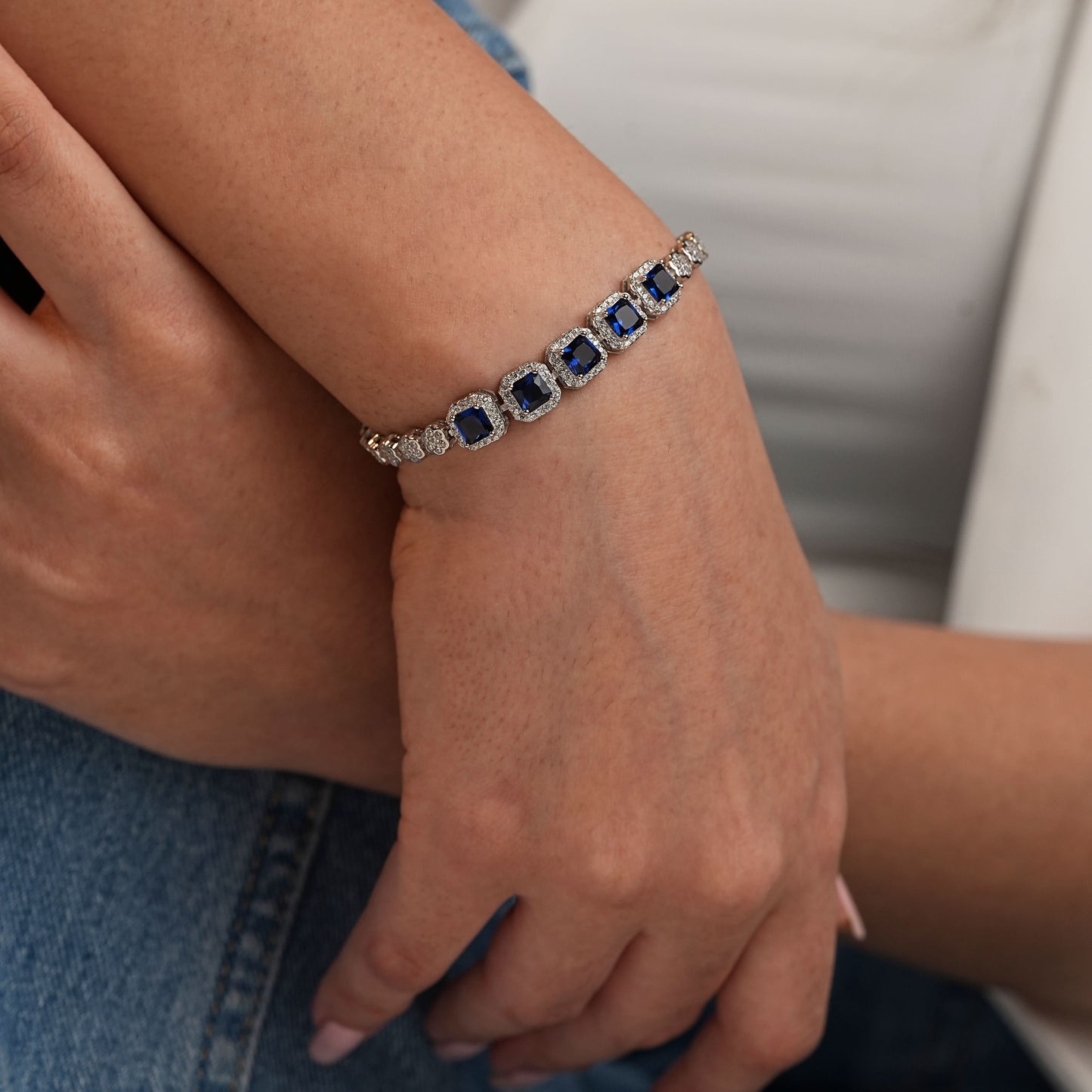 Silver Sapphire Symphony Bracelet