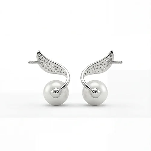 The Luminous Wave Pearl Earrings (925 Sterling Silver) Silvish