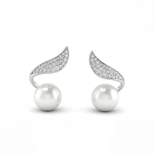 The Luminous Wave Pearl Earrings (925 Sterling Silver) Silvish