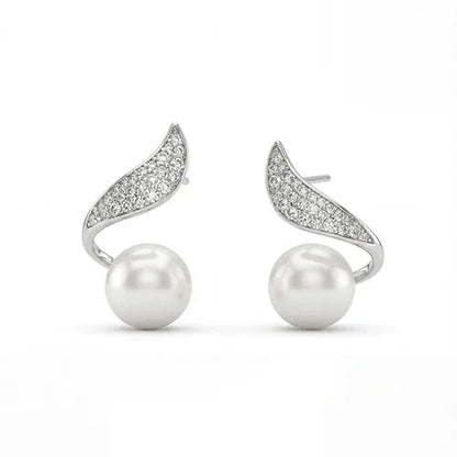 The Luminous Wave Pearl Earrings (925 Sterling Silver) Silvish