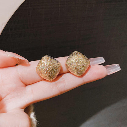 Matte Gold Square Stud Earrings Yiwu Zhuchai E-Commerce Firm (Individual Business)