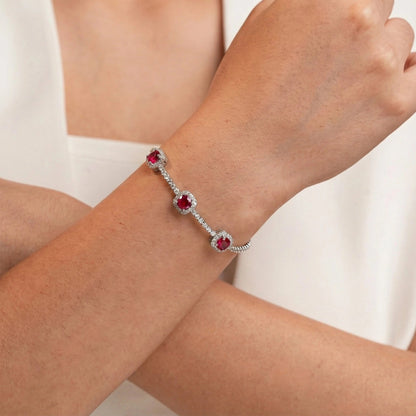 Silver Radiant Red Trinket Gemstone Bracelet Silvish