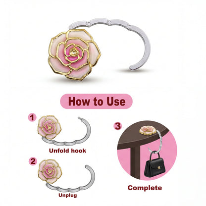 Bling Glitter Dual Color Rose Purse Hook