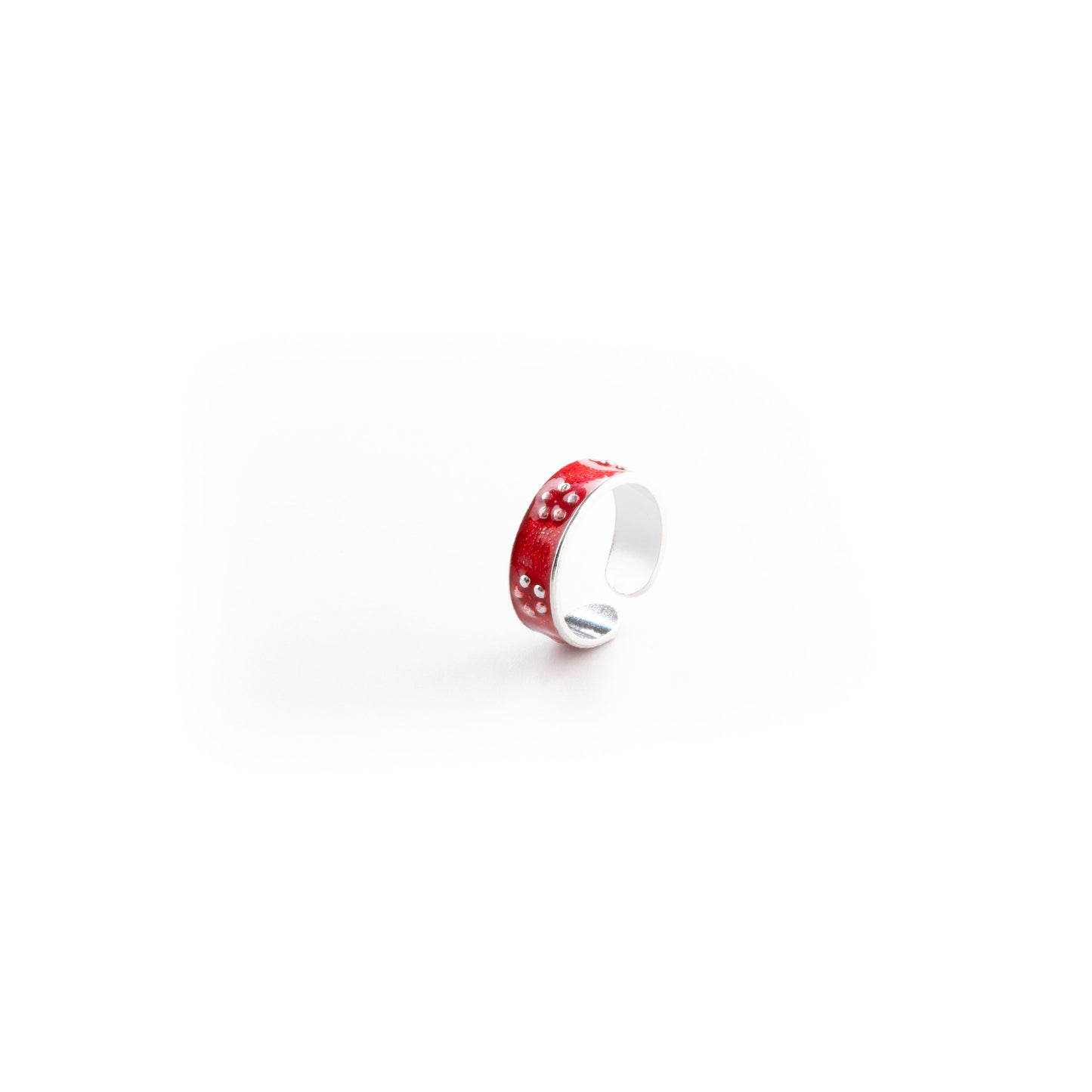Silvish 'Red Floral Charm' Toe Rings