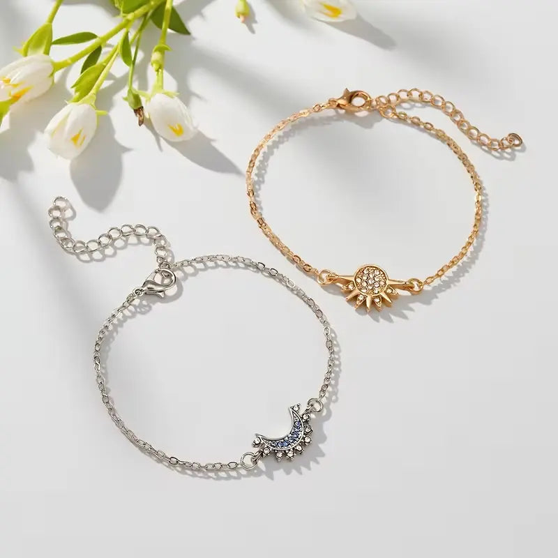 Celestial Sun & Moon 925 Sterling Silver Bracelet