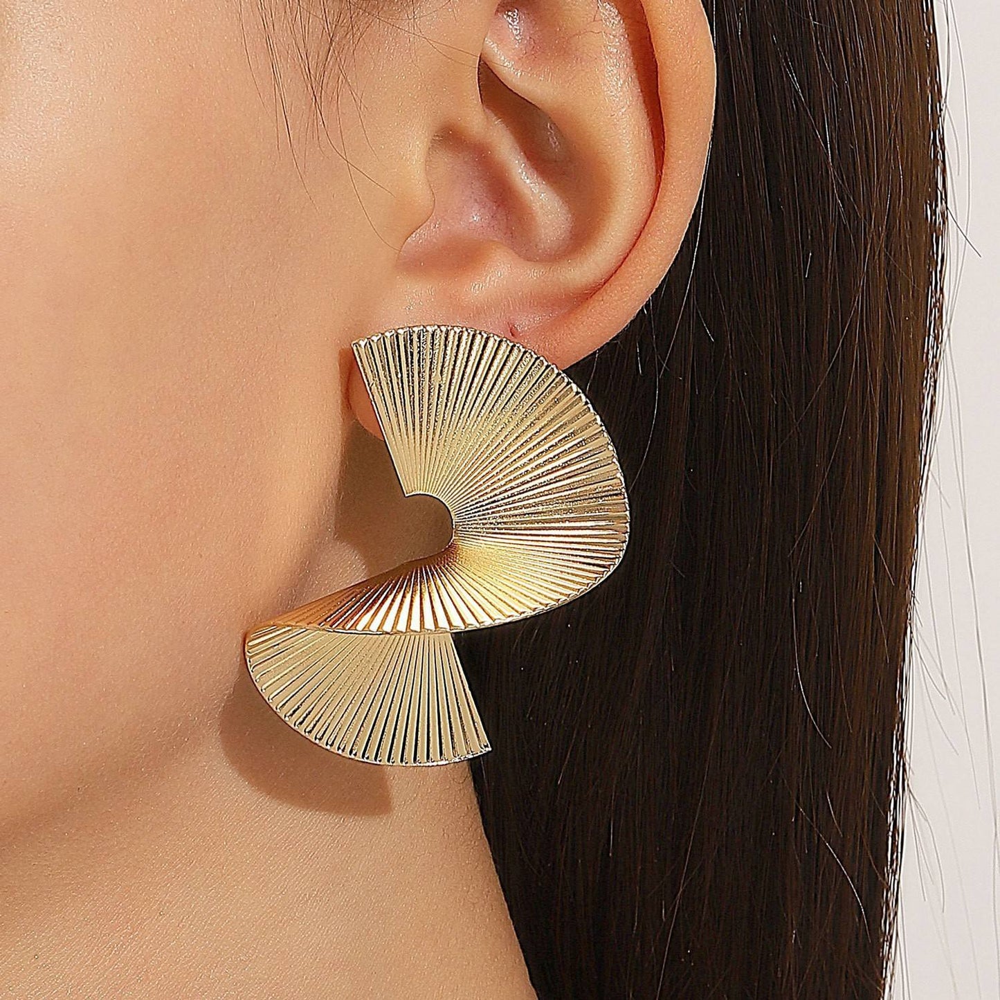 Golden Abstract Statement Earrings
