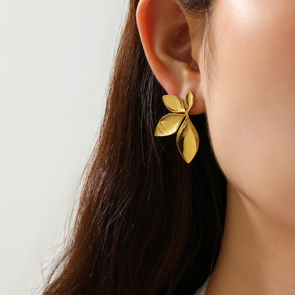 Gold Leaf Statement Earrings Yiwu Zhuchai E-Commerce Firm (Individual Business)