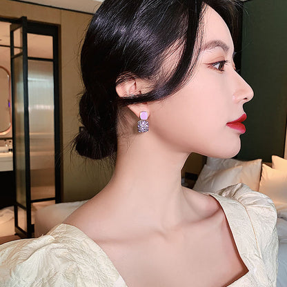 Purple Square Crystal Earrings for Women Yiwu Baochai E-Commerce Firm
