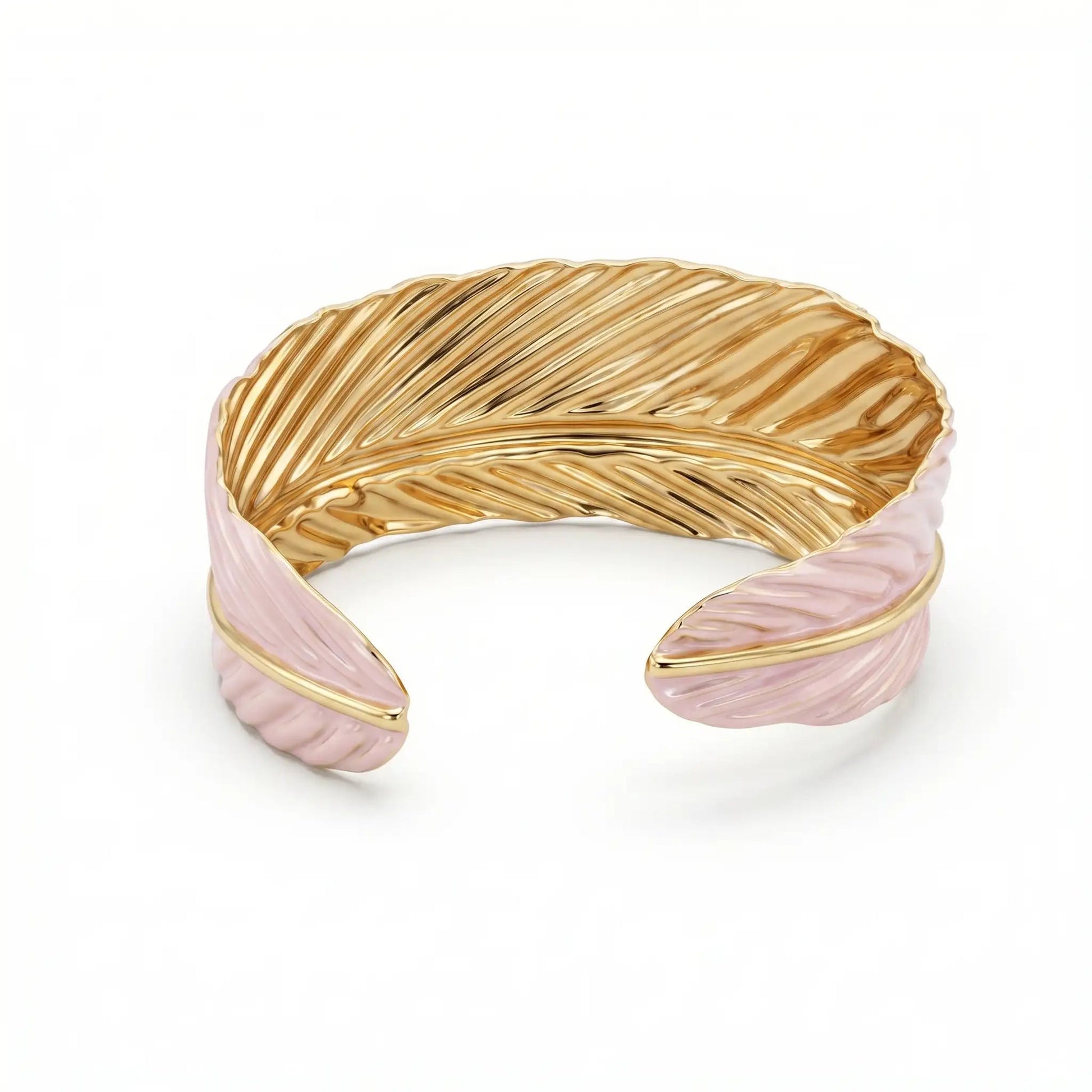 Dual-Tone Leaf Textured Cuff Bangle Yiwu Baochai E-Commerce Firm