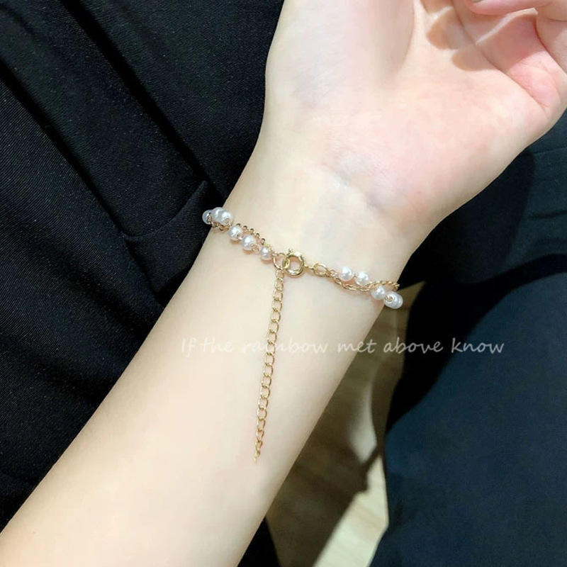 Vintage Double Chain Pearl Bracelet Yiwu Baochai E-Commerce Firm