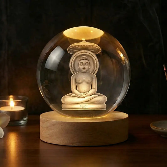 Lord Mahaveer 3D Crystal Ball Lamp