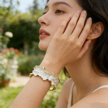 Dual-Tone Sculpted Cuff Bangle