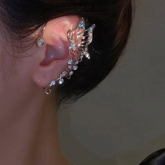 Elegant Crystal Leaf Ear Cuff with Dangling Pearls Yiwu Deshang Jewelry Co., Ltd.
