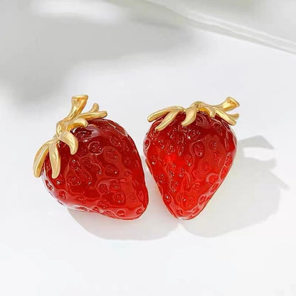 Red Strawberry Stud Earrings Yiwu Zhuchai E-Commerce Firm (Individual Business)