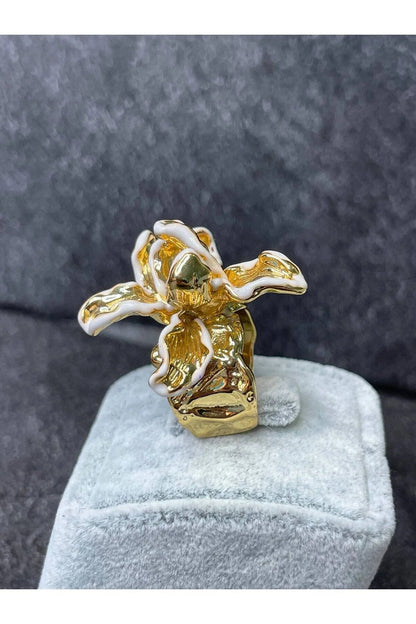Gold Floral Sculpted Ring Hunan Haoyi