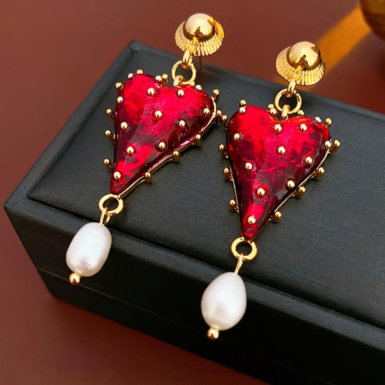 Red Crystal Tassel Earrings with Pearl Drops Hunan Haoyi Gift Co., Ltd.