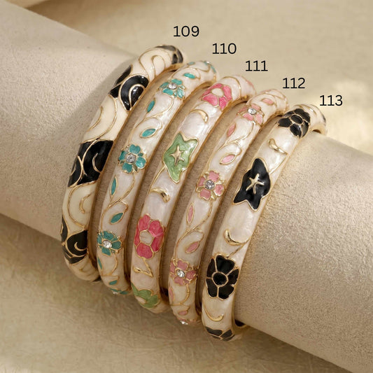 Luxury Pearl Enamel Bangle for Women Silvish