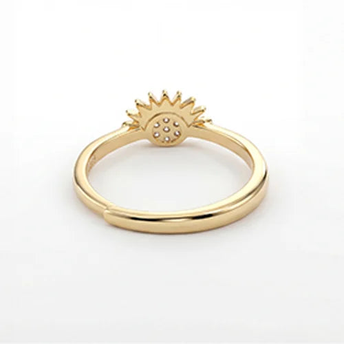 Silver Sun & Moon Crystal Ring Set