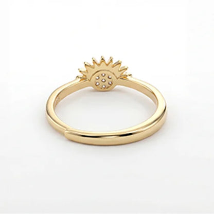 Silver Sun & Moon Crystal Ring Set