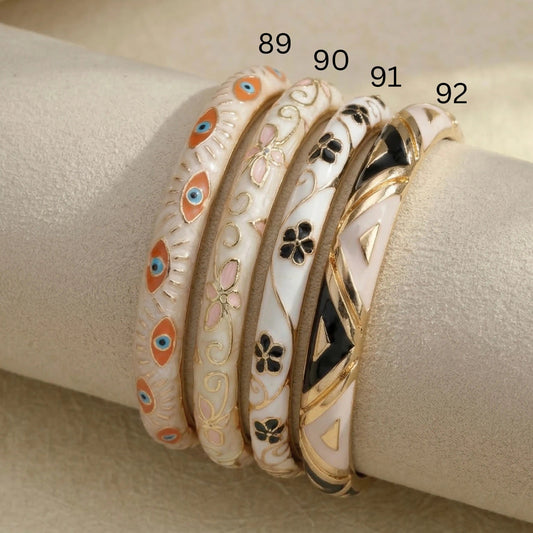 Curated Enamel Bangle Sets (openable) Silvish