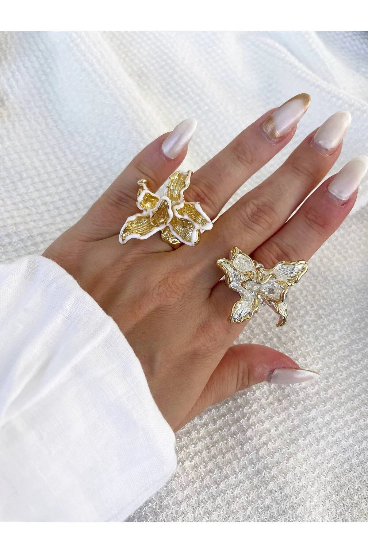 Gold Floral Sculpted Ring Hunan Haoyi