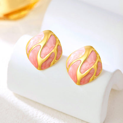 Marble Pattern Gold Hoop Earrings Hunan Haoyi Gift Co., Ltd.