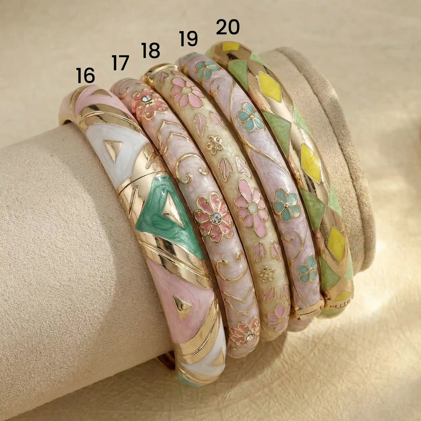 Multicolor Enamel Gold Bangle (openable)