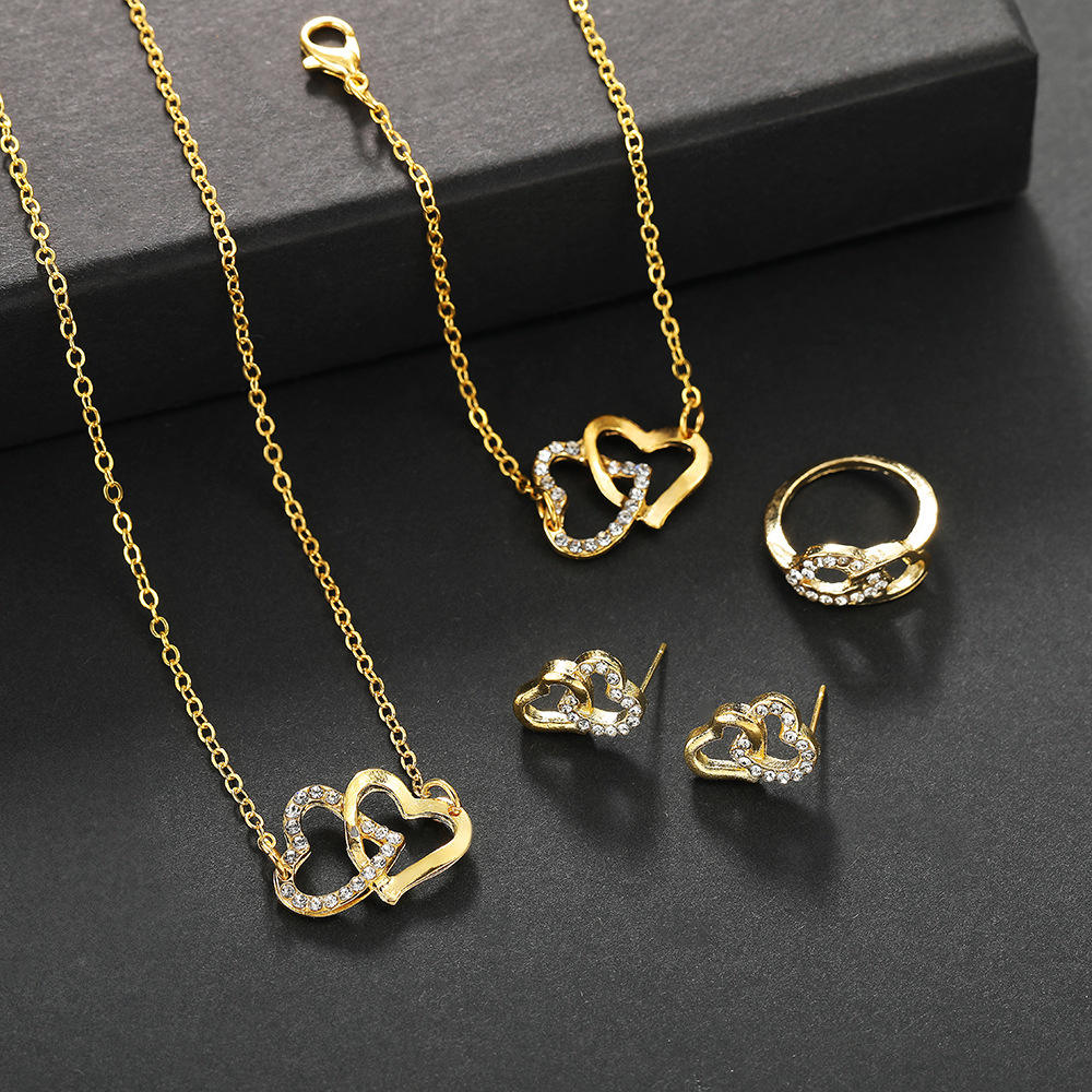 Elegant Double Heart Jewelry Set for Women Yiwu Yunlay Jewelry Co., Ltd.