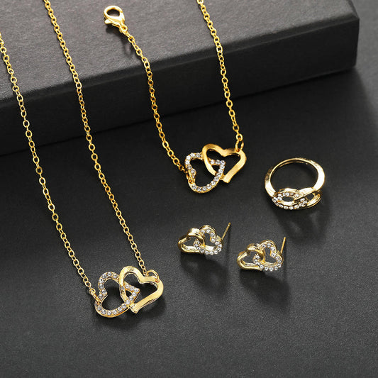 Elegant Double Heart Jewelry Set for Women Yiwu Yunlay Jewelry Co., Ltd.