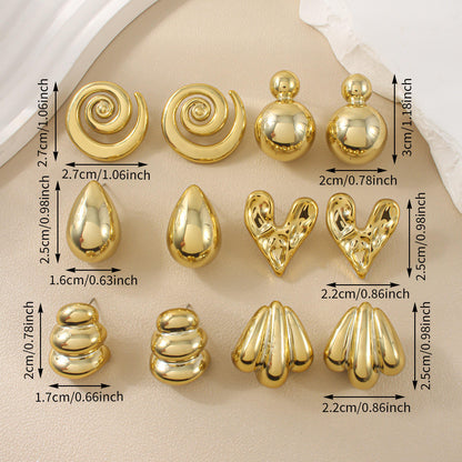 Gold Statement Earrings Set