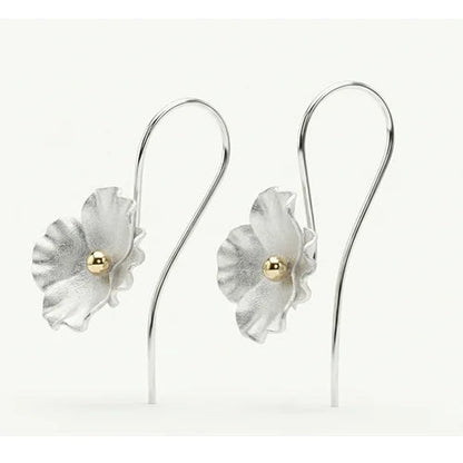 The Gilded Bloom Organic Drop Earrings (925 Sterling Silver) Silvish