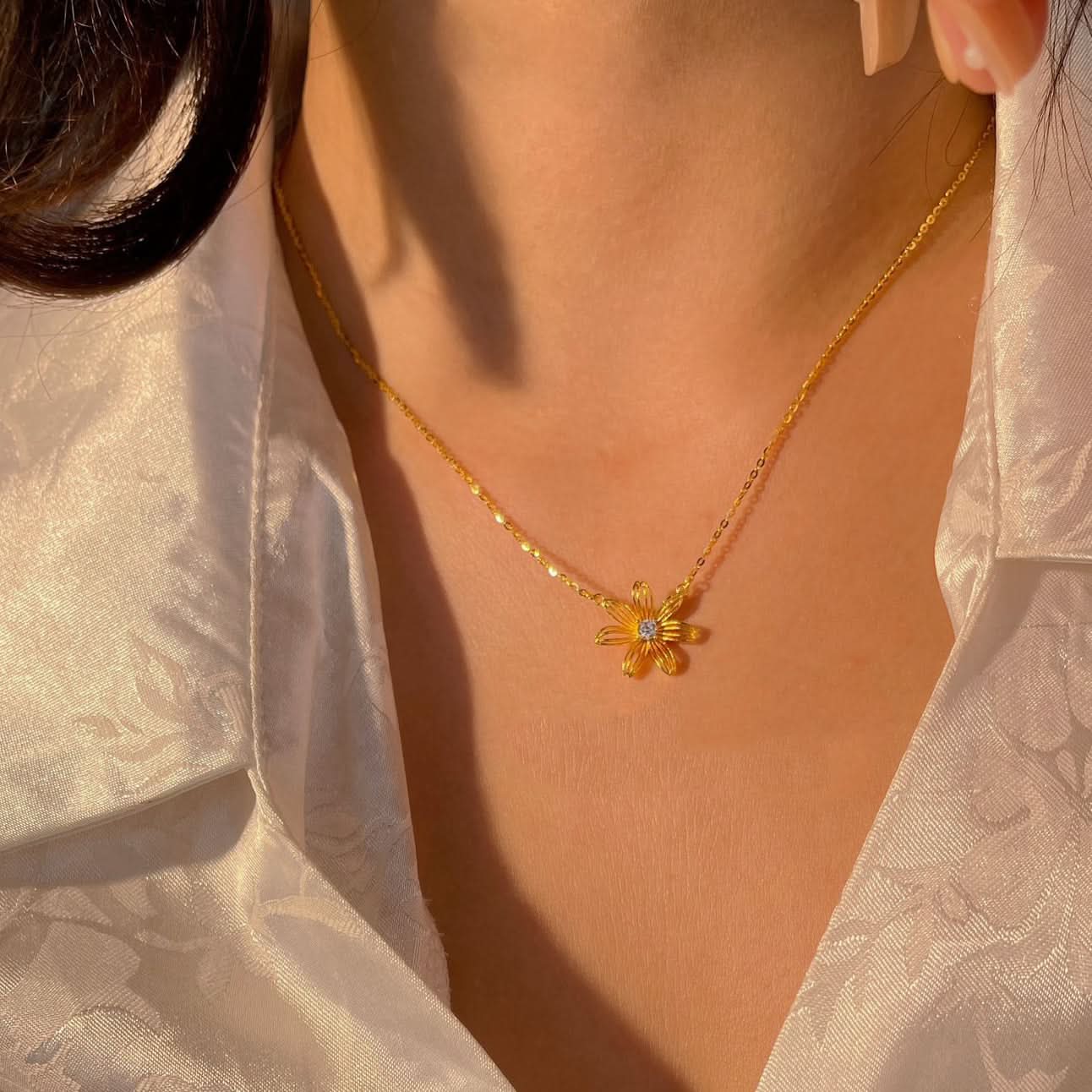 Sunlit Bloom Gold Plated Necklace