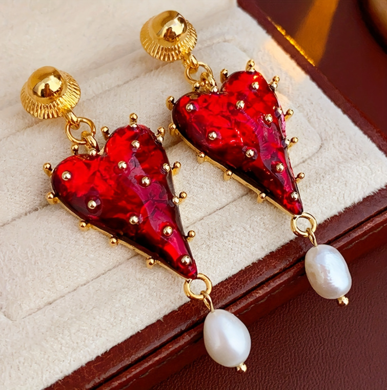 Red Crystal Tassel Earrings with Pearl Drops Hunan Haoyi Gift Co., Ltd.