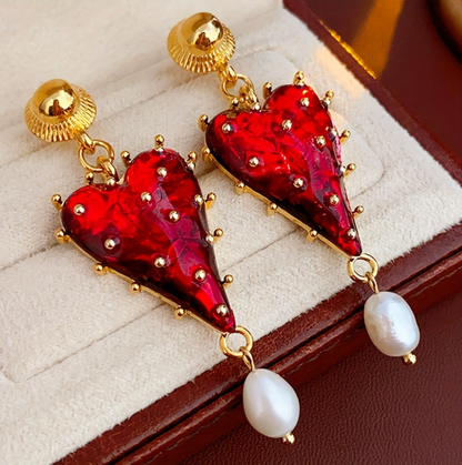 Red Crystal Tassel Earrings with Pearl Drops Hunan Haoyi Gift Co., Ltd.