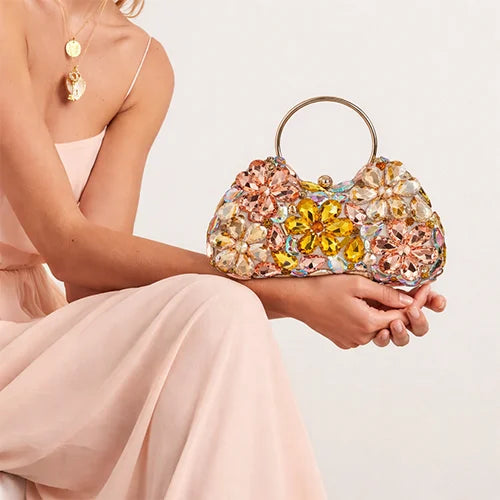 Seraphine Garden Clutch – Luxury Crystal Floral Evening Bag