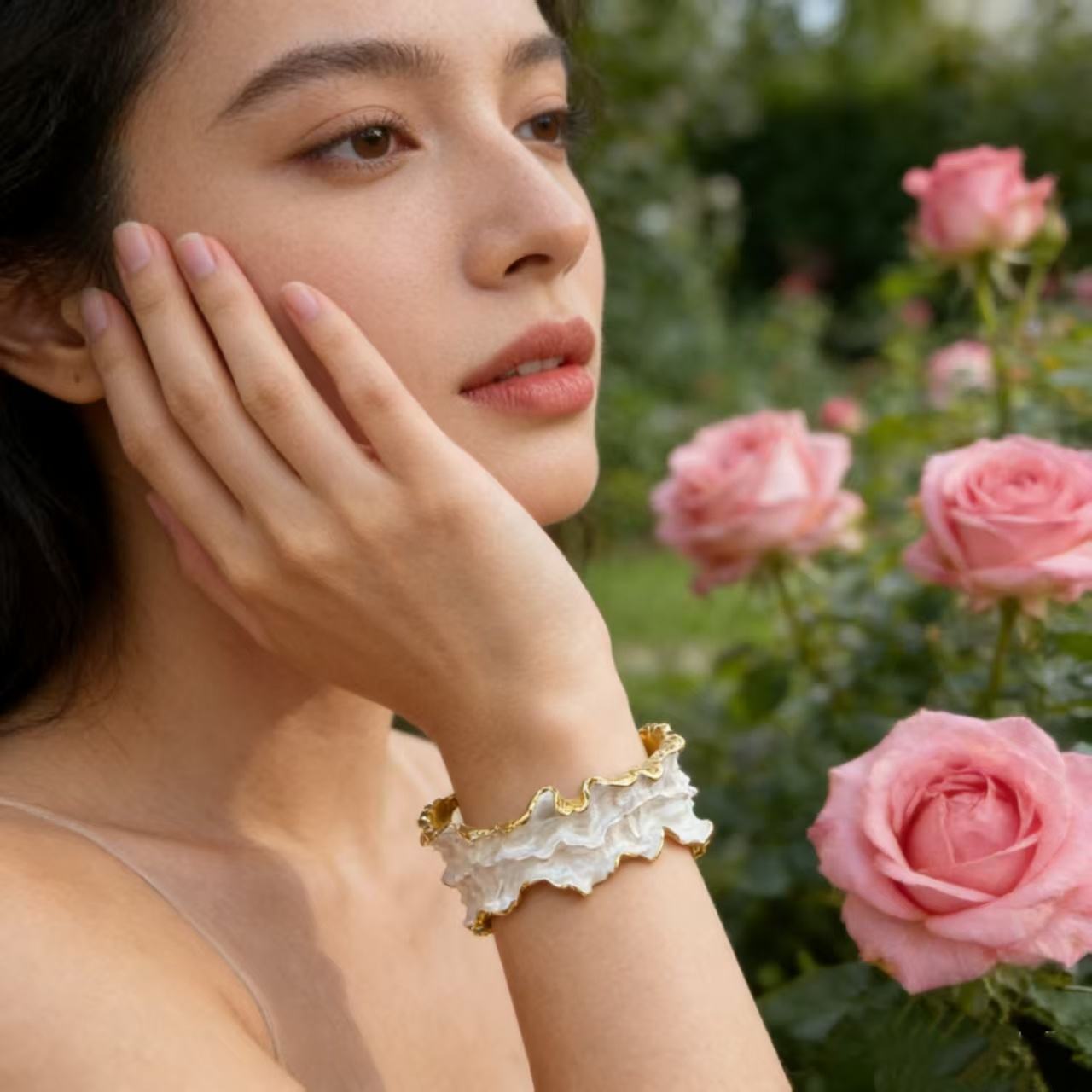 Dual-Tone Sculpted Cuff Bangle