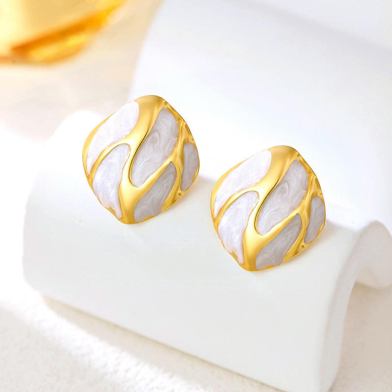 Marble Pattern Gold Hoop Earrings Hunan Haoyi Gift Co., Ltd.