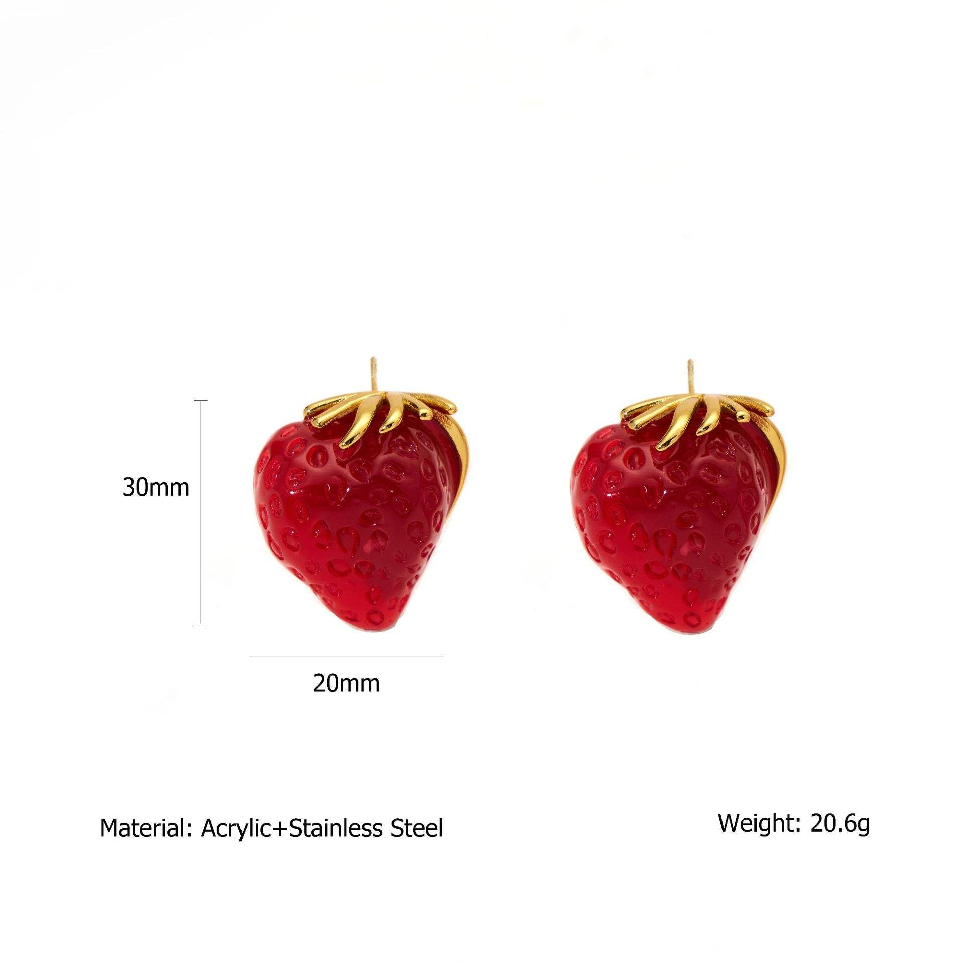 Red Strawberry Stud Earrings Yiwu Zhuchai E-Commerce Firm (Individual Business)