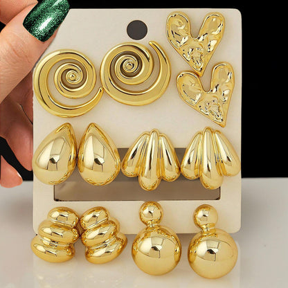 Gold Statement Earrings Set