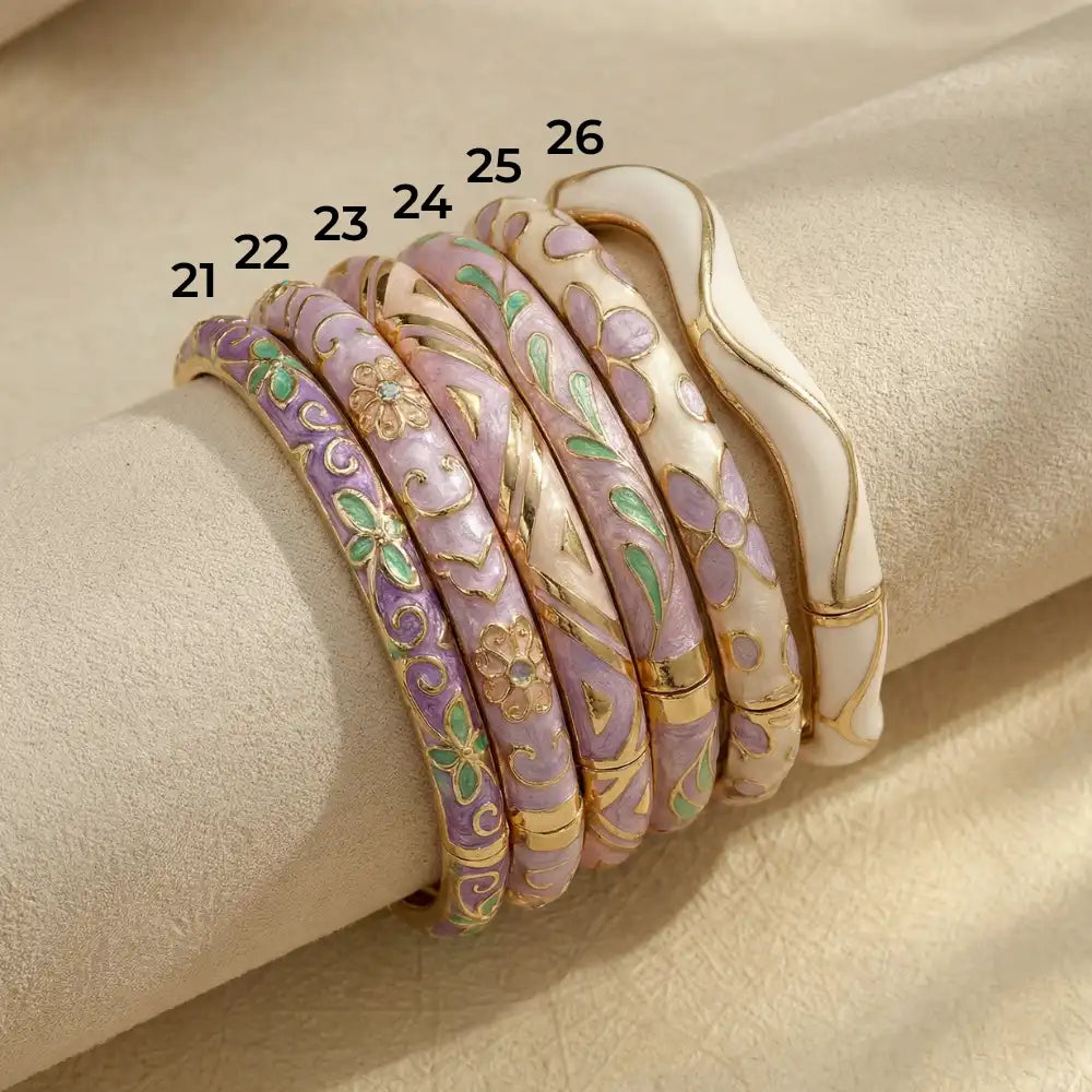 Lavender Bloom Enamel Bangle (Openable)